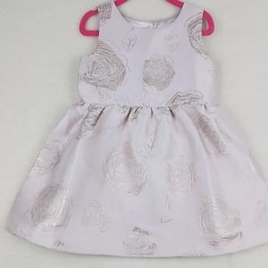 The Children's Place Midi Dress Size 4T in Pink w/ Gold Embroidered Floral Print